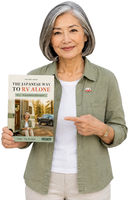 Keiko Arai holding The Japanese Way to RV Alone